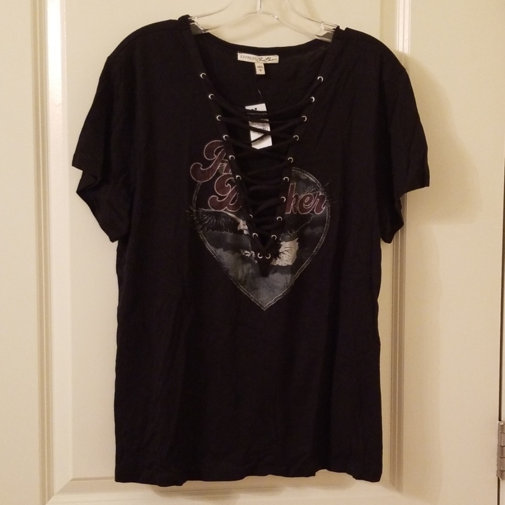 Criss cross lace up t-shirt NWT